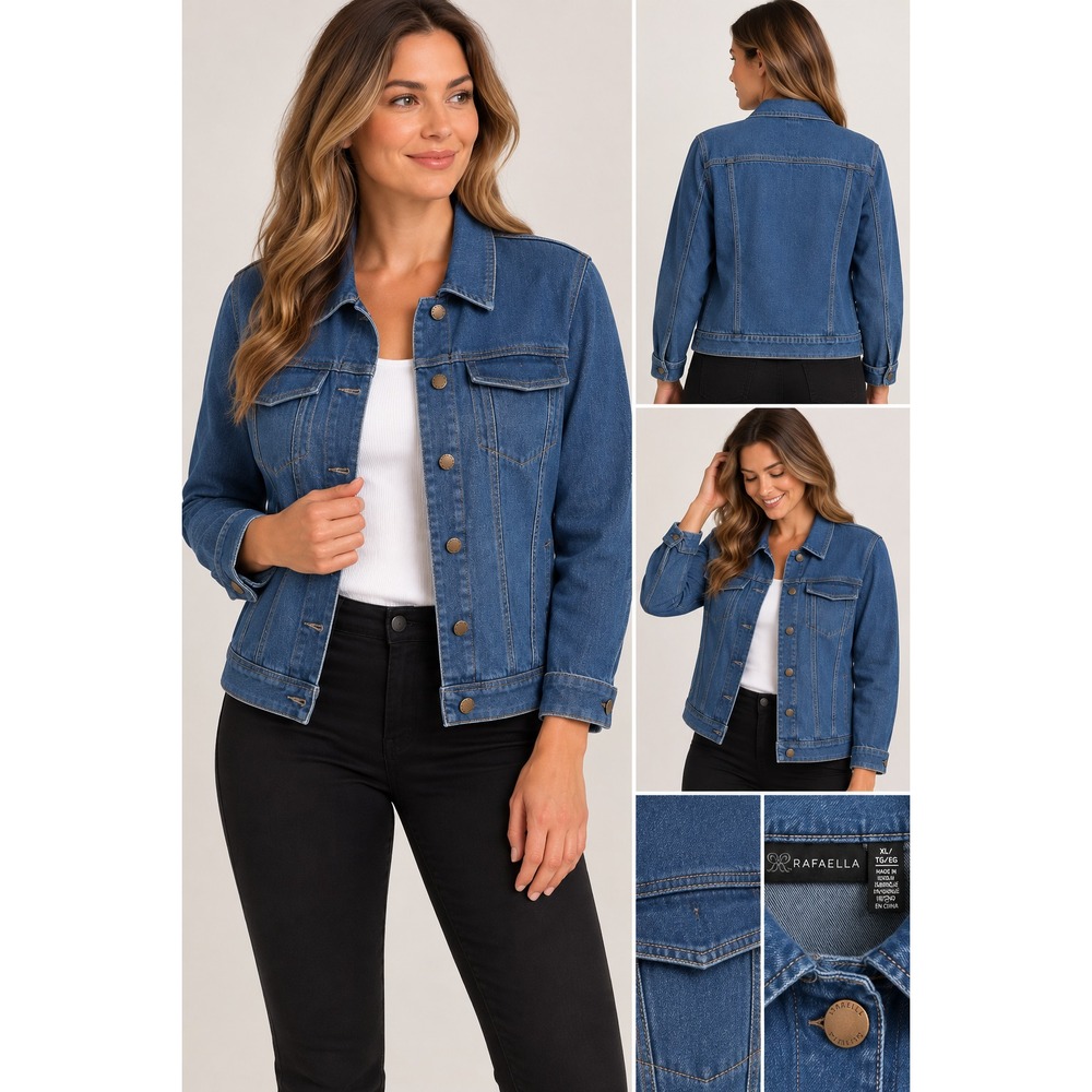 NWT Denim Jean Jacket XL Stretch Trucker Medium Wash Western Classic Workwear